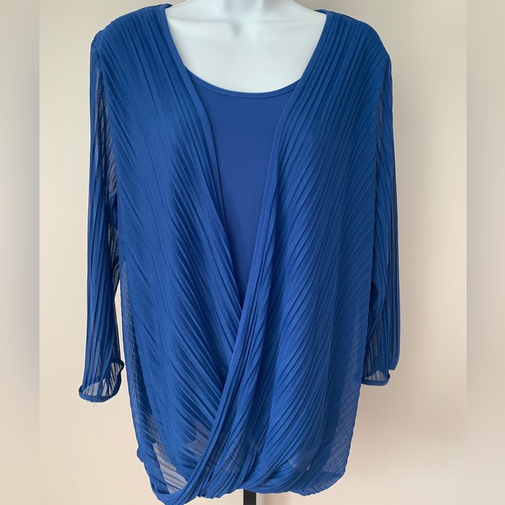Cato Royal Blue Polyester Semi-Sheer Blouse
